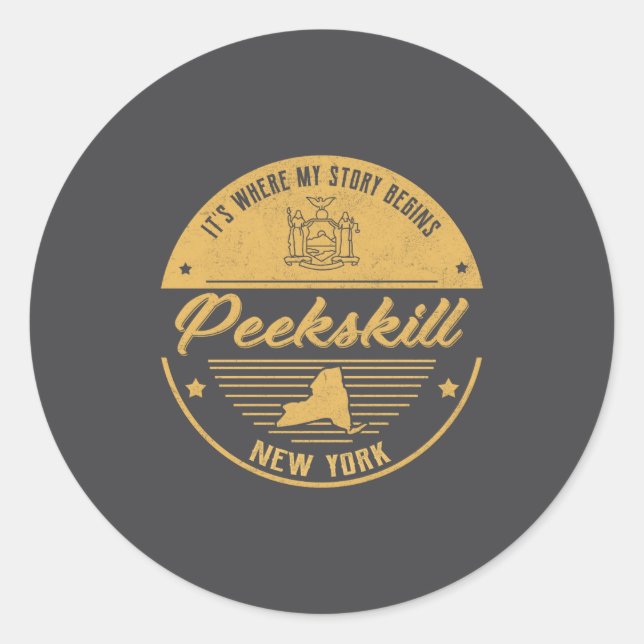 Sticker Rond Peekskill New York Its Where My Story Begins  (Devant)