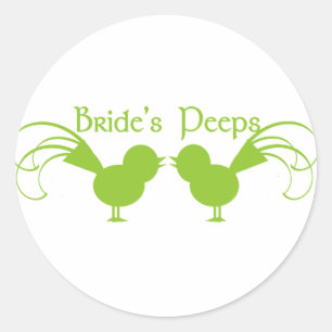 Sticker Rond Peeps de mariée/ Vert