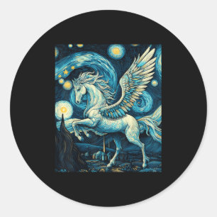 Sticker Rond Pegasus Sous Starry Night Sky Art Graphisme Christ