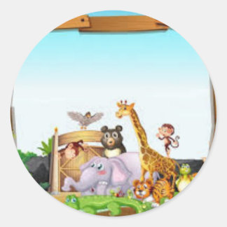 STICKER ROND PEGATINA ANIMALES DE LA SELVA