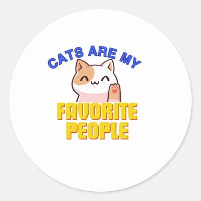 Sticker Rond Pegatina kawaii gato (Devant)