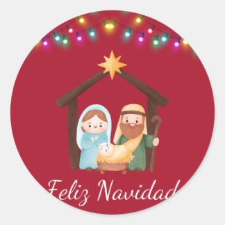 Sticker Rond Pegatina nacimiento navidad
