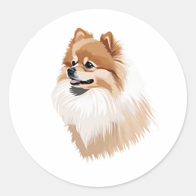 Sticker Rond Pegatina perro Pomeranian (Devant)