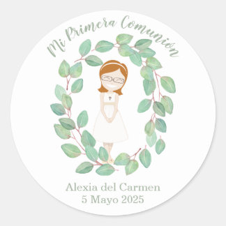 Sticker Rond Pegatina Primera Comunión modelo Alexia