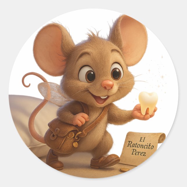 Sticker Rond Pegatina Ratoncito Pérez – Regalo por tu Diente (Devant)