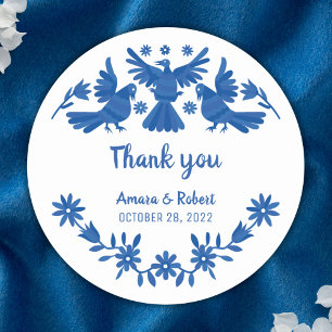 STICKER ROND PEGATINA REDONDA AZUL OTOMI MEXICAN GRACIAS