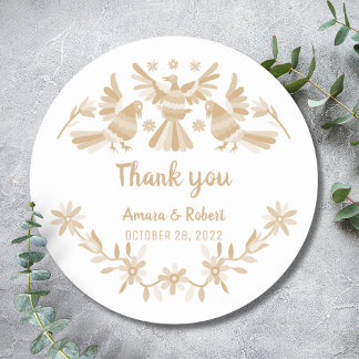 STICKER ROND PEGATINA REDONDA BEIGE OTOMI MEXICAN GRACIAS