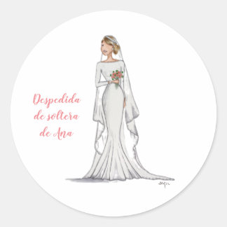 Sticker Rond Pegatina Redonda Chica vestida de novia con flores