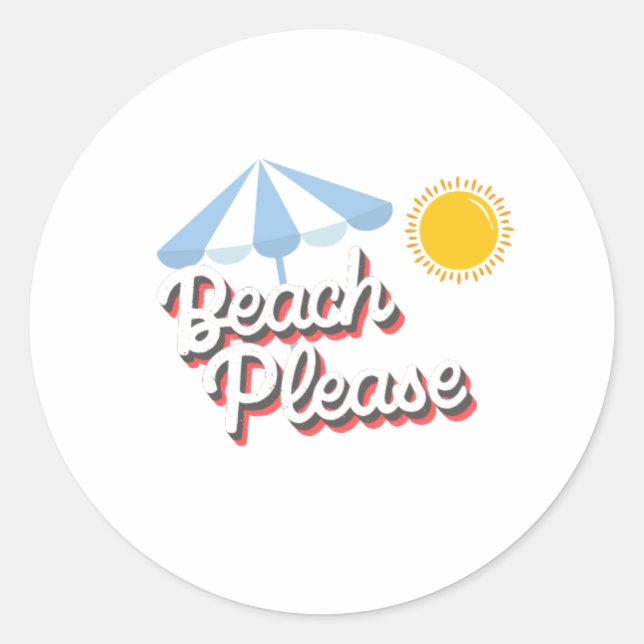 Sticker Rond Pegatina Redonda Clásica Beach please (Devant)
