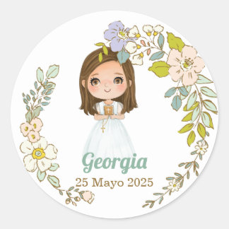 Sticker Rond Pegatina redonda Primera Comunión GEORGIA