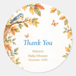 Sticker Rond Pegatina Redonda Watercolor Fall Autumn Baby Boy