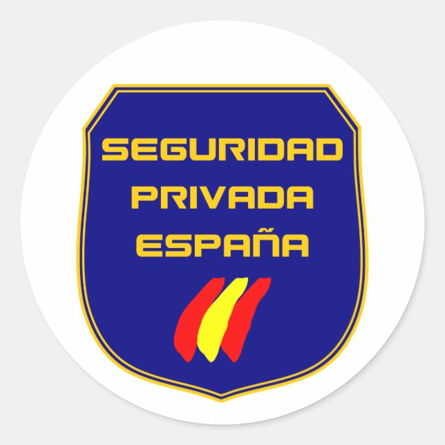 Sticker Rond Pegatina Seguridad Privada España Placa Azul (Devant)