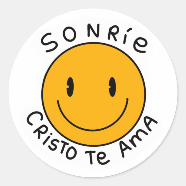 Sticker Rond pegatina sonríe Cristo te ama (Devant)