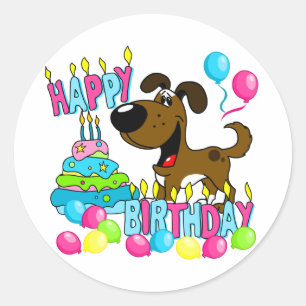 Sticker Rond PEGUI Pups Joyeux Anniversaire - Bottes