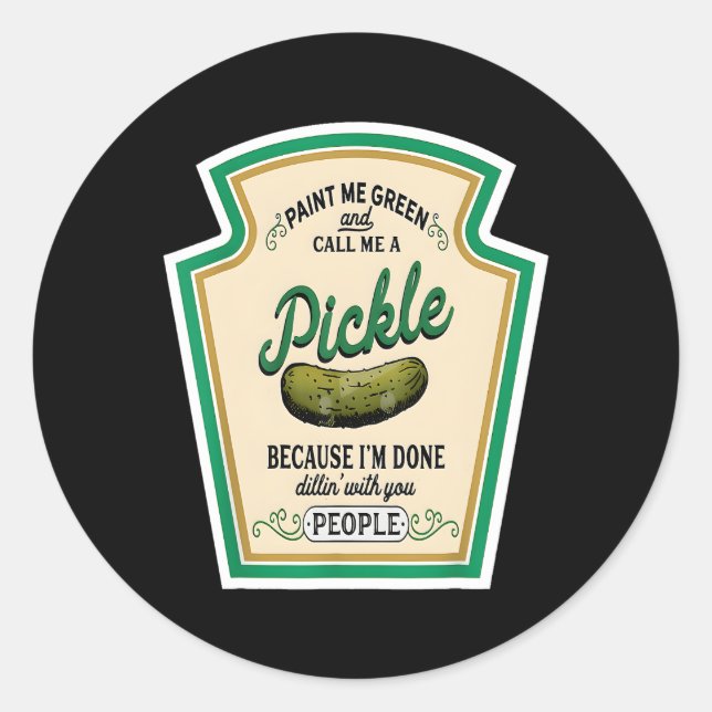 Sticker Rond Peignez-Moi Vert Et Appelez-Moi Une Boulette (Devant)