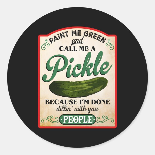 Sticker Rond Peignez-Moi Vert Et Appelez-Moi Une Boulette (Devant)