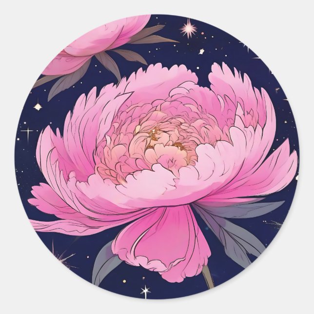 Sticker Rond Peine Céleste Une Fleur Nocturne Élevée (Devant)