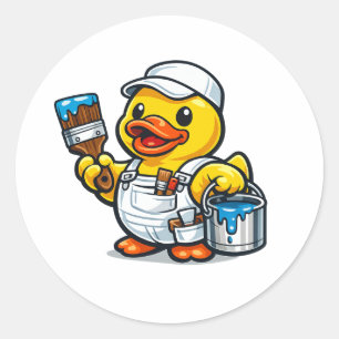 Sticker Rond Peintre Canard en Caoutchouc