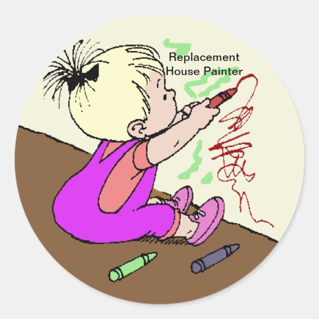 Sticker Rond Peintre de la maison de remplacement (Devant)