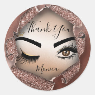 Sticker Rond Peintre de maquillage Wink Eye Brown Eye Beauté Sa