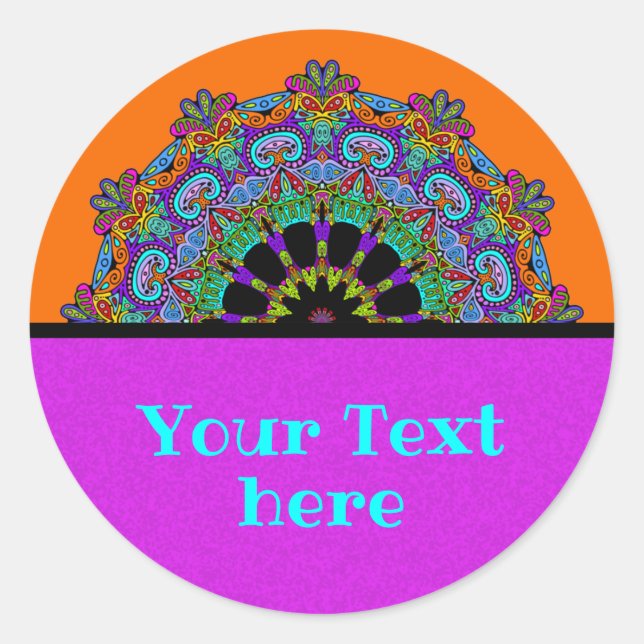 Sticker Rond Peinture à la main Mandala Horloge Face 24 (Devant)