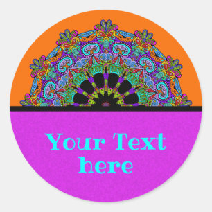 Sticker Rond Peinture à la main Mandala Horloge Face 24