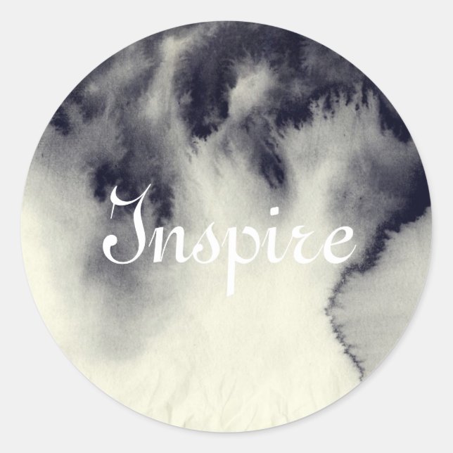 Sticker Rond peinture Abstraite à l'encre sur la texture du pap (Devant)