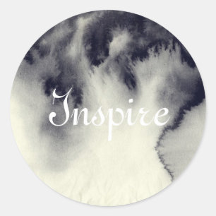 Sticker Rond peinture Abstraite à l'encre sur la texture du pap