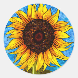 Sticker Rond Peinture Abstraite de tournesol
