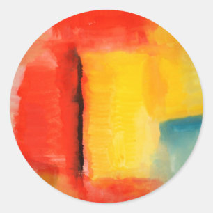 Sticker Rond Peinture Abstraite rouge moderne