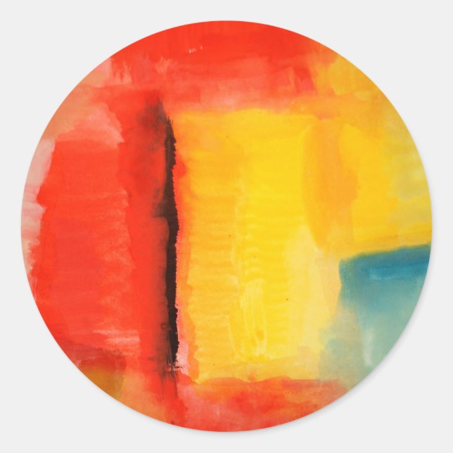 Sticker Rond Peinture Abstraite rouge moderne (Devant)