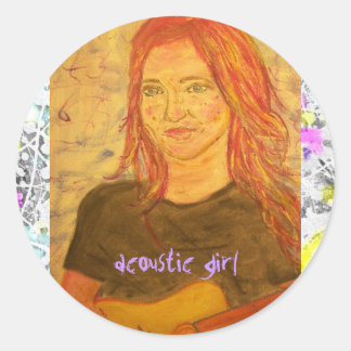 Sticker Rond peinture acoustique de goutte de fille
