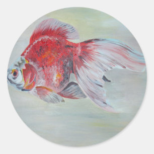 Sticker Rond Peinture acrylique de Ryukin Goldfish