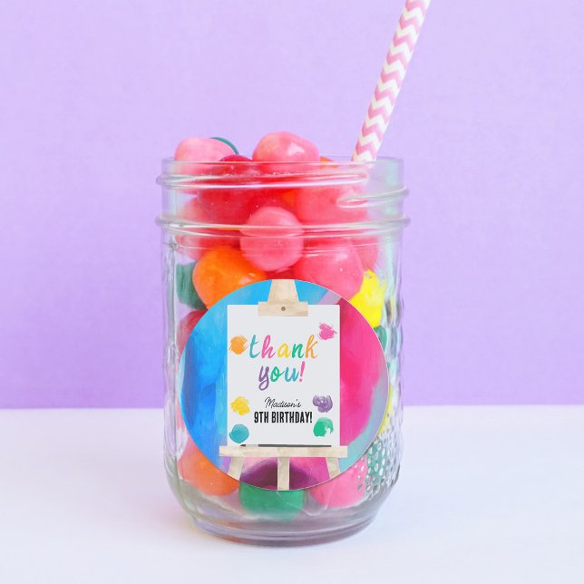 Sticker Rond Peinture Art Artiste Peinture Art Anniversaire Mer (Art Painting Craft Artist Paint Birthday Thank Yo Classic Round Sticker)