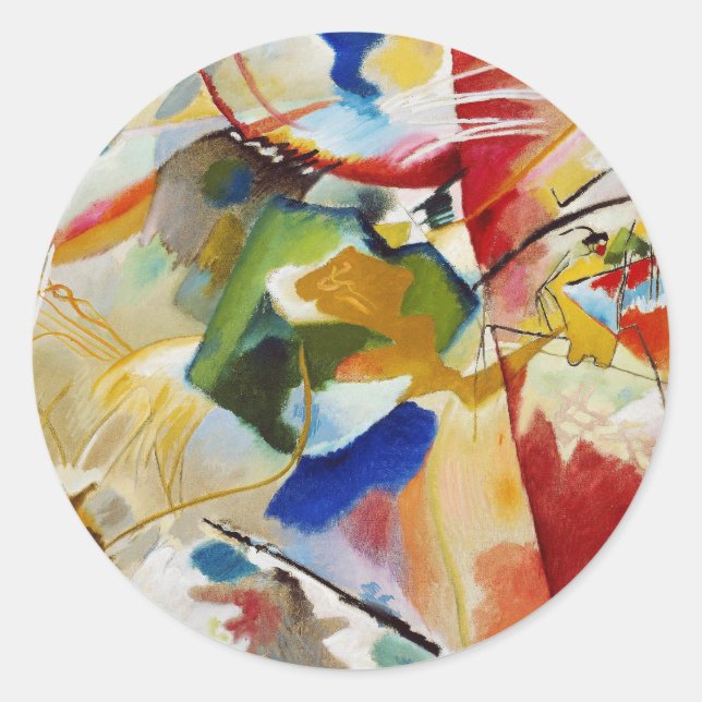 Sticker Rond Peinture avec Centre Vert par Wassily Kandinsky (Devant)