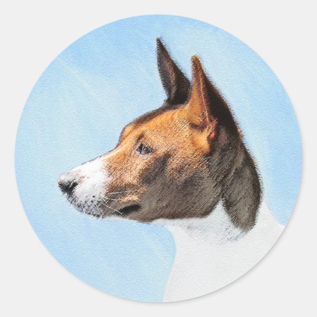 Sticker Rond Peinture Basenji - Belle Art Original (Devant)