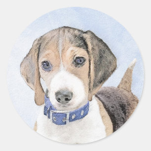 Sticker Rond Peinture beagle - Cute Original Chien Art