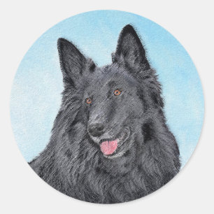 Sticker Rond Peinture belge Sheepdog - Cute Original Chien Art