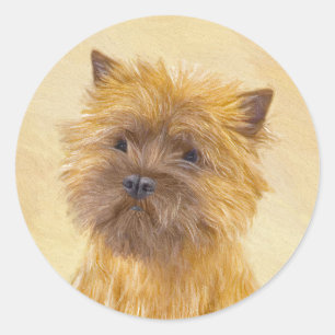 Sticker Rond Peinture Cairn Terrier - Cute Original Chien Art