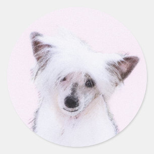 Sticker Rond Peinture chinoise en poudre - Art Chien