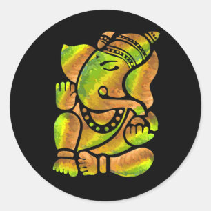 Sticker Rond Peinture colorée de Ganesha