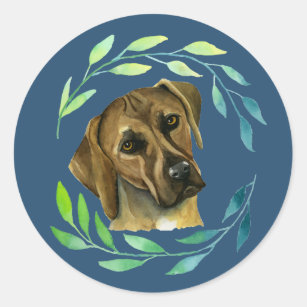 Sticker Rond Peinture d'aquarelle de chien de Rhodesian