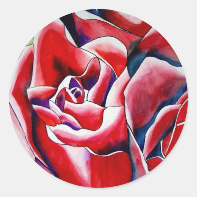 Sticker Rond Peinture d'aquarelle rose Roses (Devant)