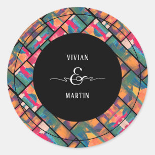 Sticker Rond Peinture d'art coloré Moderne Mariage Abstrait