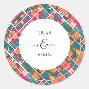 Sticker Rond Peinture d'art coloré Moderne Mariage Abstrait
