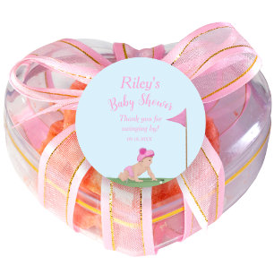 Sticker Rond Peinture de bébé fille de golf Douce Fête de Bébé