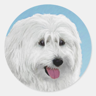 Sticker Rond Peinture de chien des lowland polonais - Art du ch
