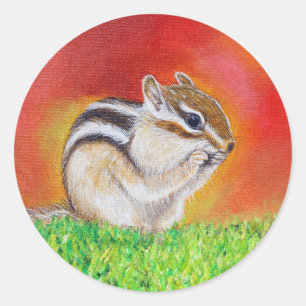 Sticker Rond Peinture de Chipmunk