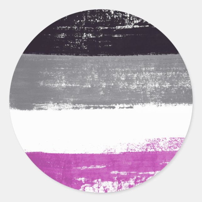 Sticker Rond Peinture de fierté asexuée (Devant)