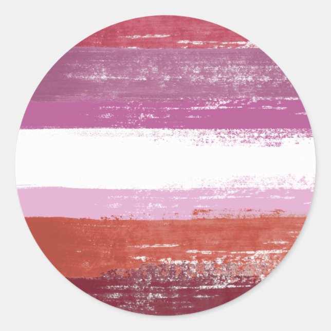 Sticker Rond Peinture de fierté lesbienne (Devant)
